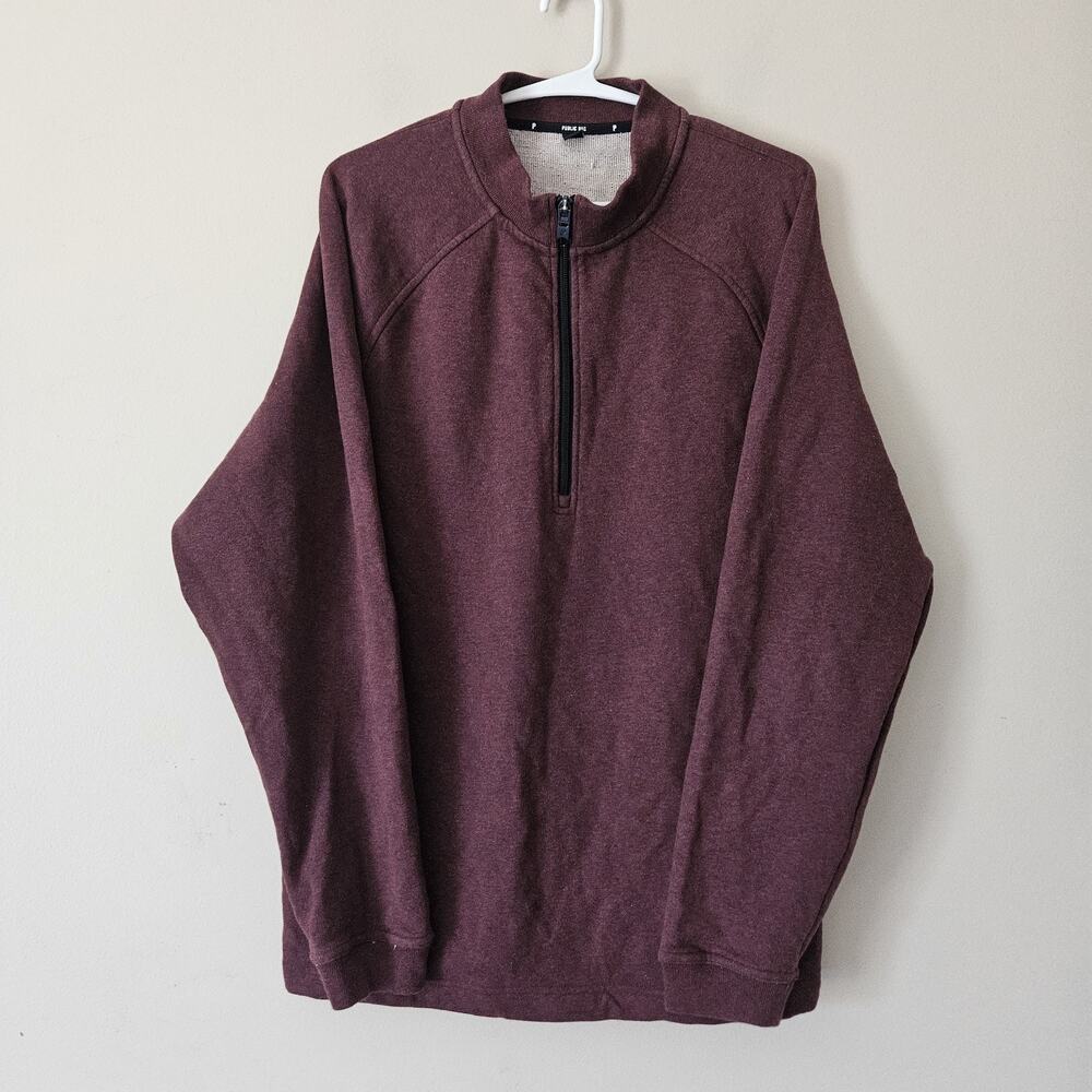 PUBLIC REC 1/4 Quarter Zip Pullover Men Size Large Red Sweater Atheleisure